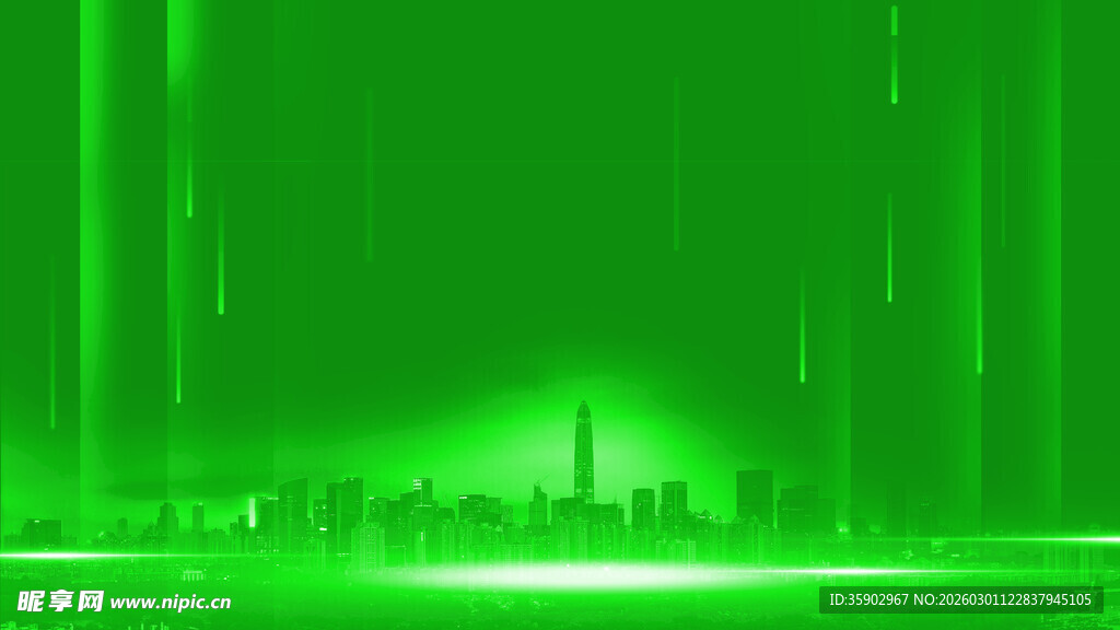 绿色科技感城市夜景背景