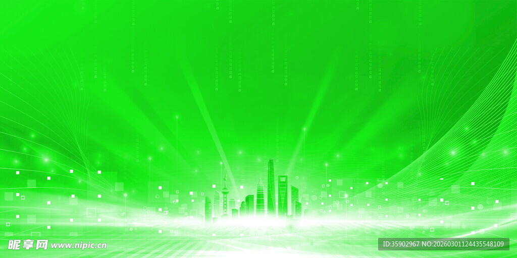 绿色炫光背景科技感画面