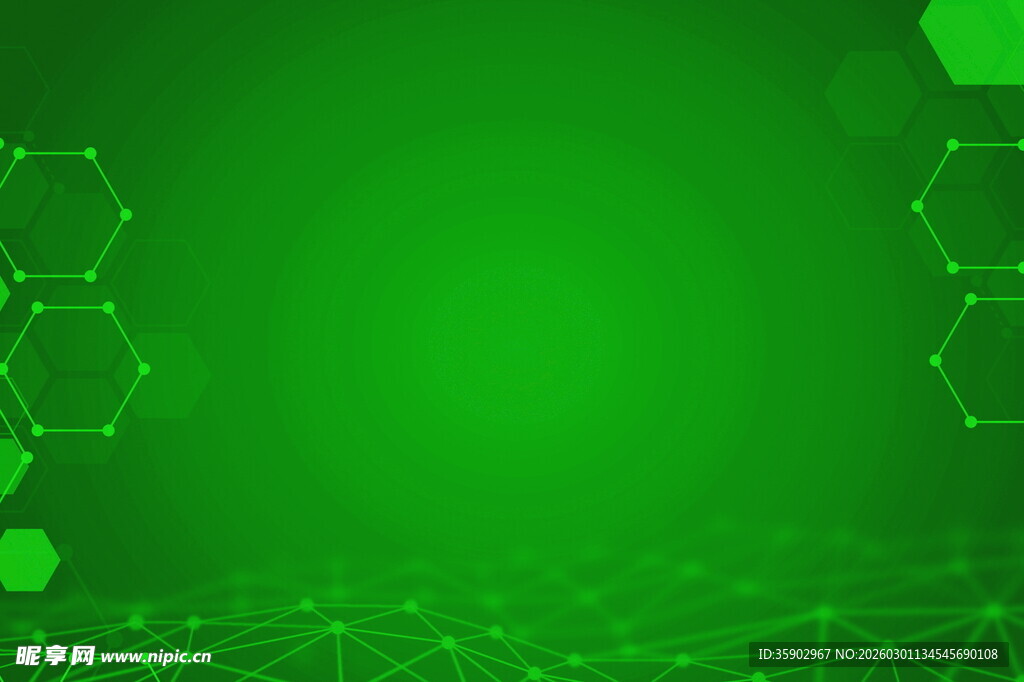 绿色科技风六边形背景图