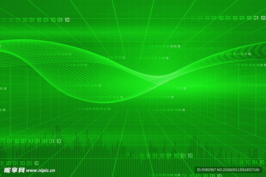 绿色科技动感波浪背景图