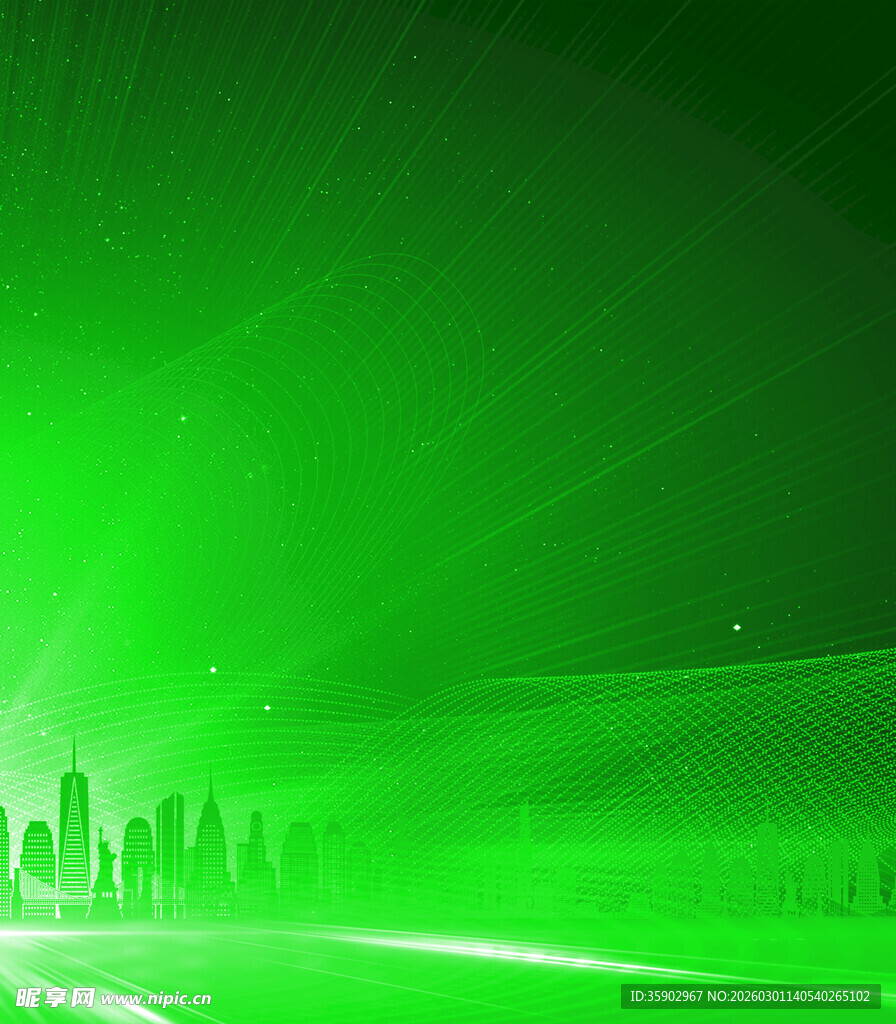 绿色激光特效城市景观