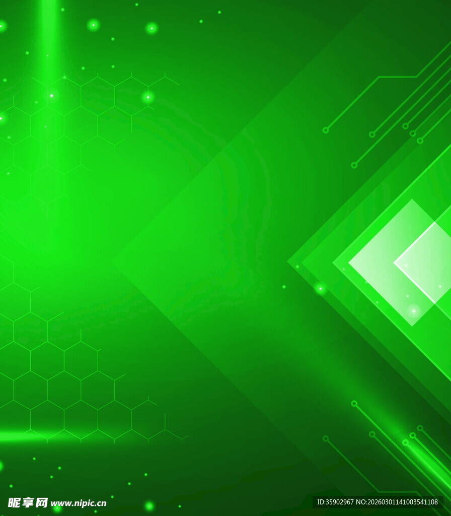 绿色科技感几何光影背景