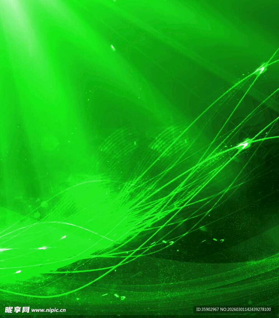 绿色炫光动感线条背景图