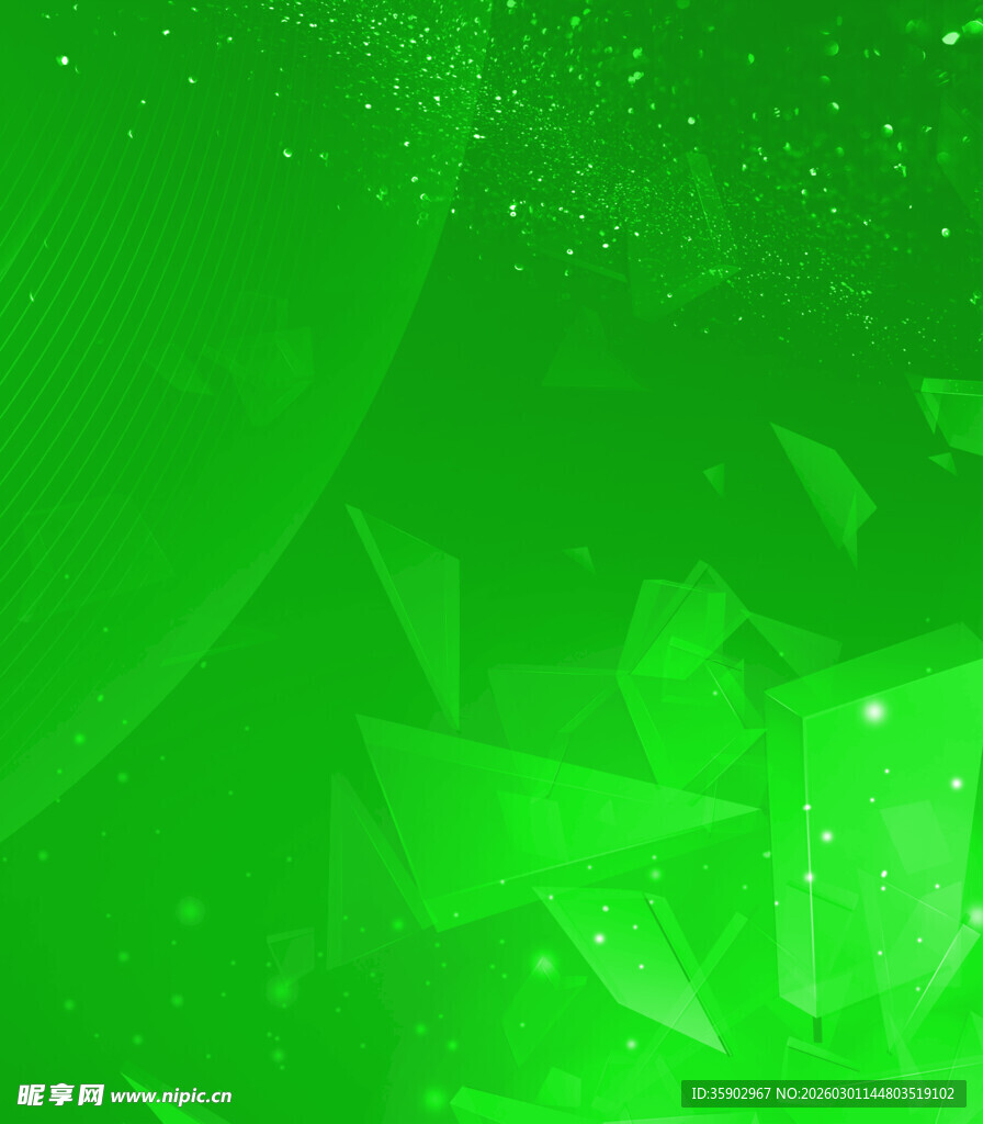 绿色几何碎片渐变背景图