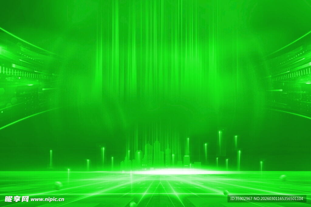 绿色科技感光线背景画面