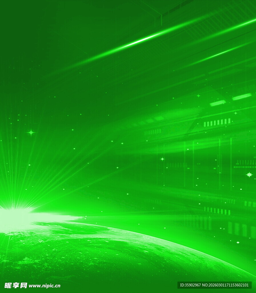 绿色炫光科技背景图