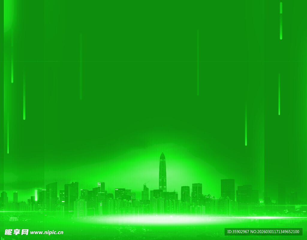 绿色科技城市夜景背景图