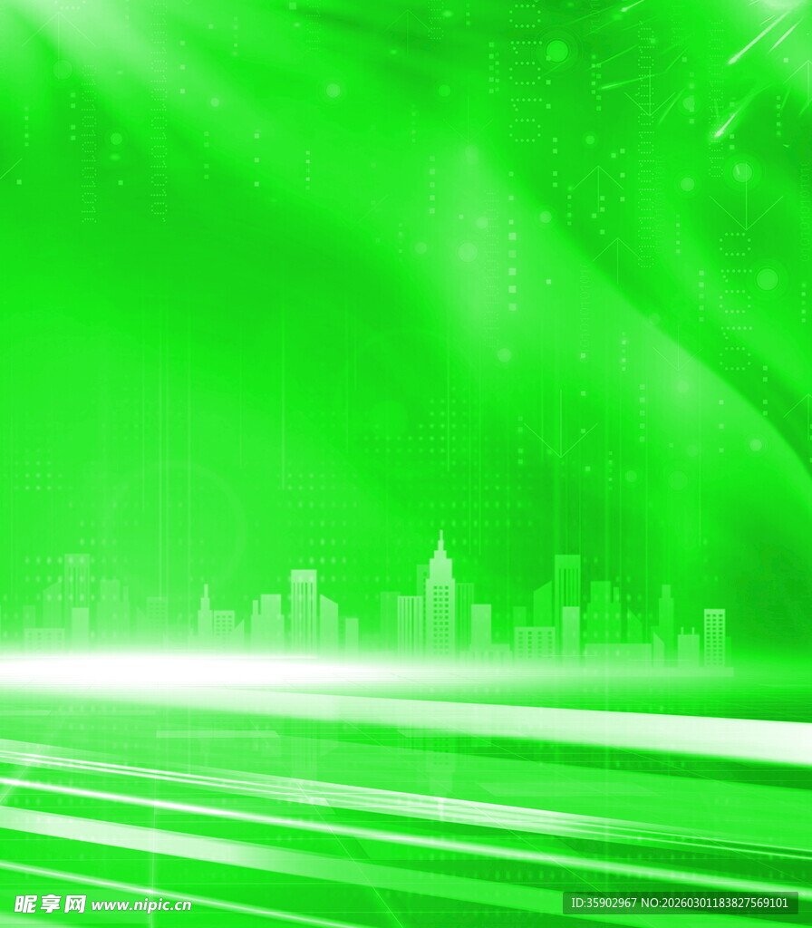 绿色动感城市线条背景