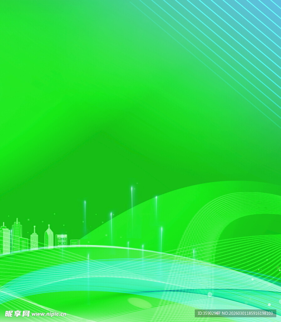 清新绿色城市风景背景图