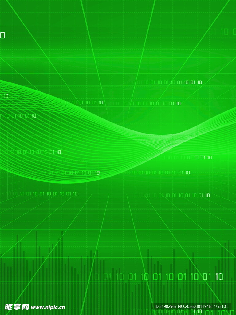 绿色科技感波浪背景图