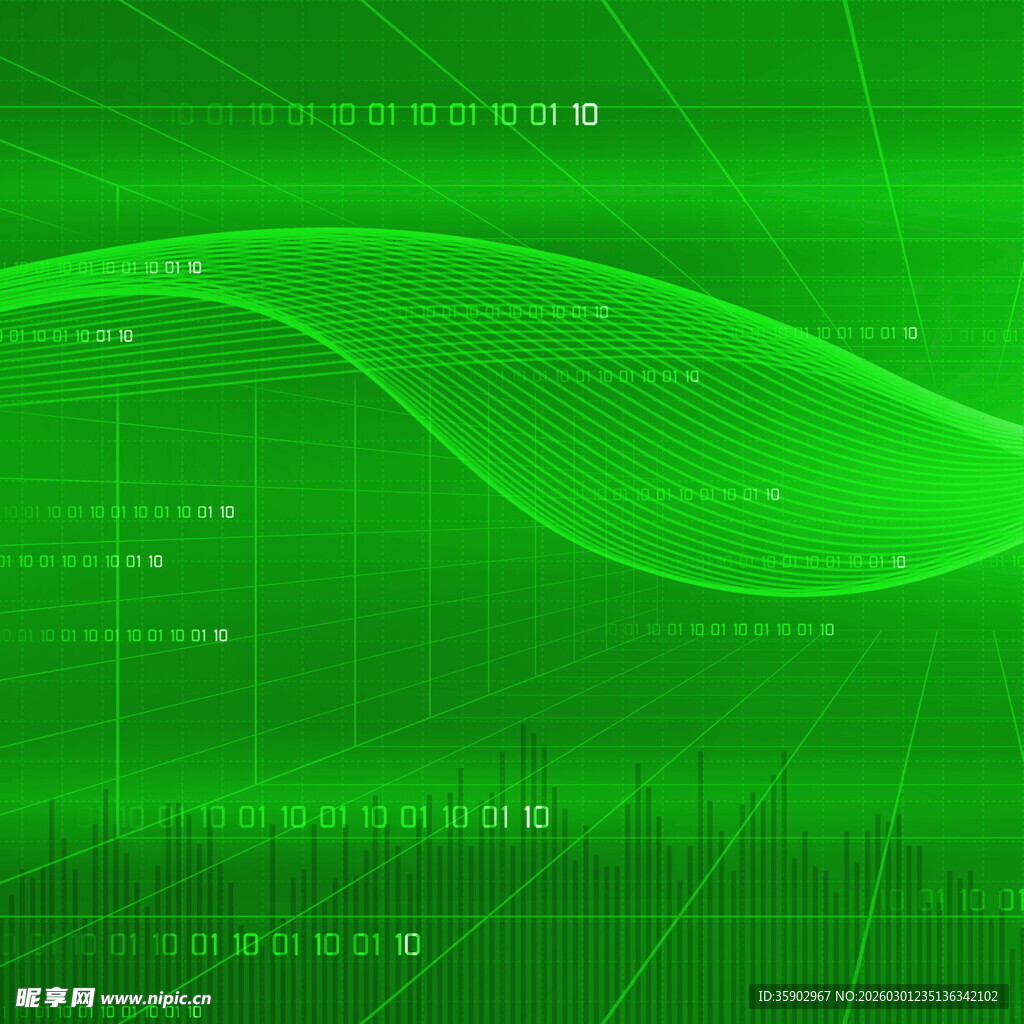 科技感绿色数据波动背景
