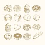 手绘各式美味糕点集合