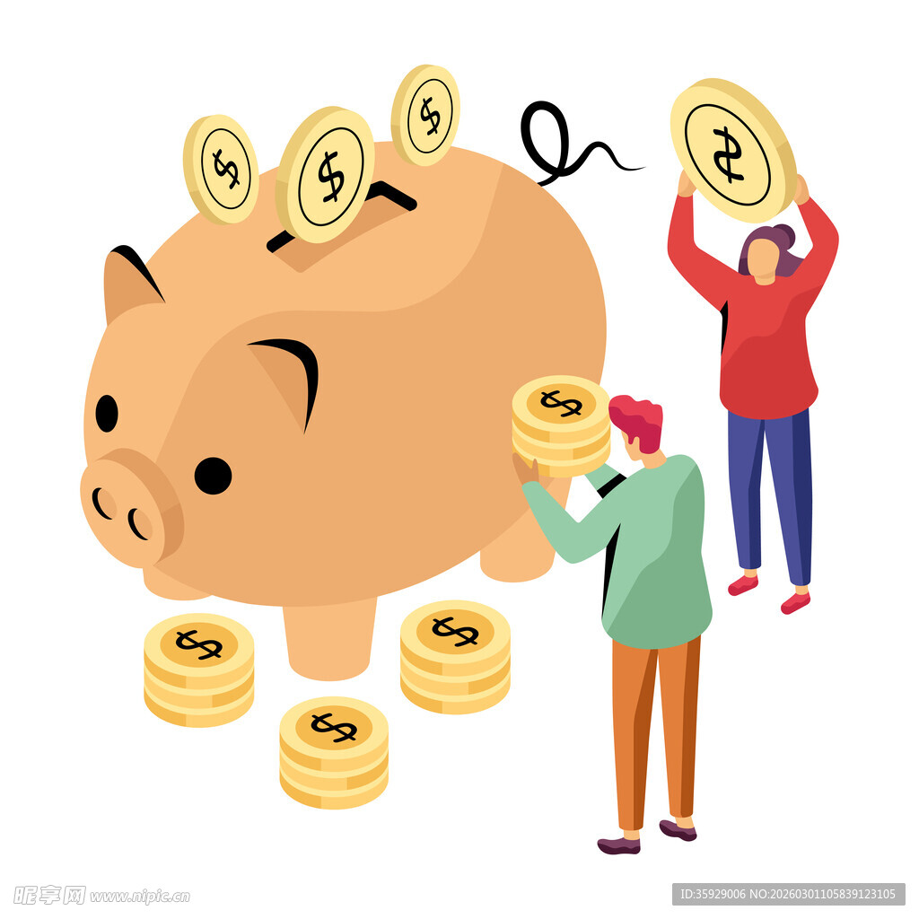存钱罐插画