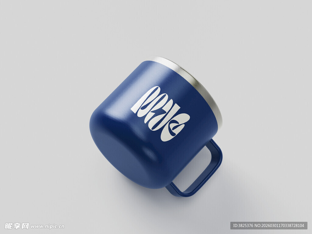 蓝色马克杯水杯样机展示