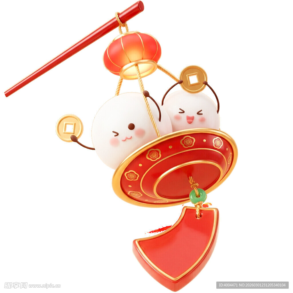 可爱双雪人新春挂饰