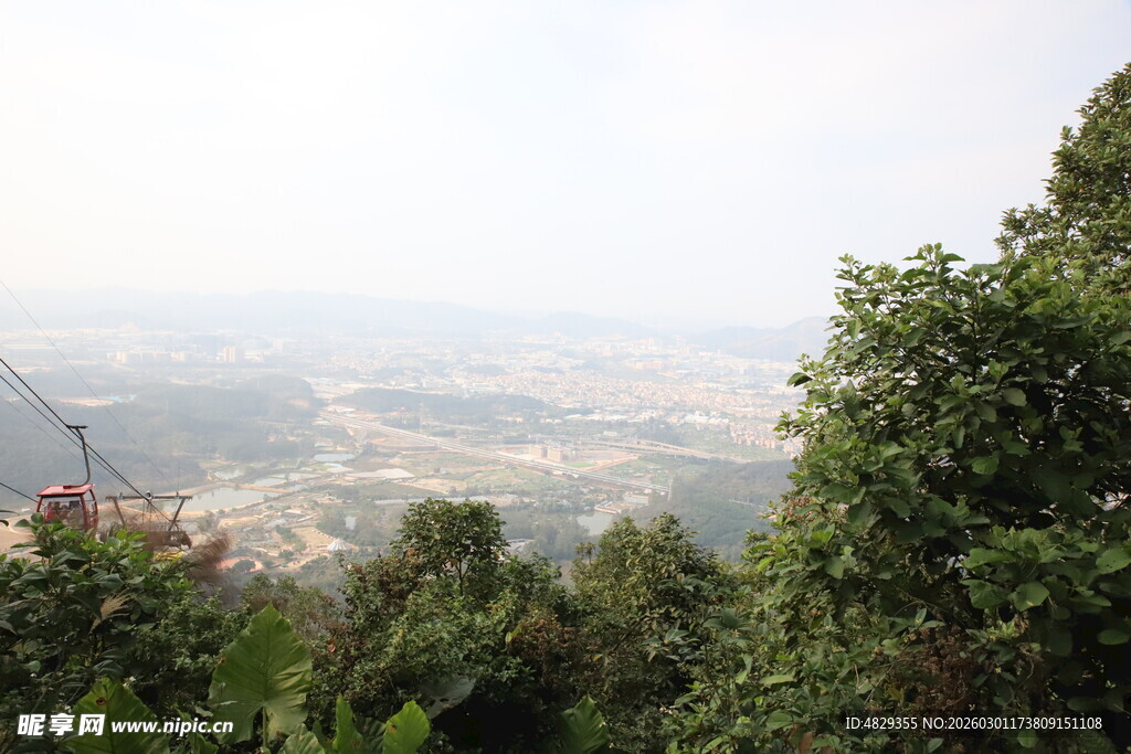 山顶俯瞰绿意与远方景色