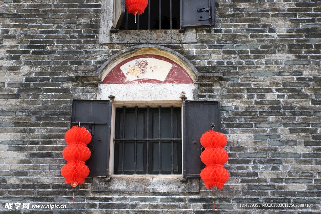 古墙红灯笼 中式传统景致