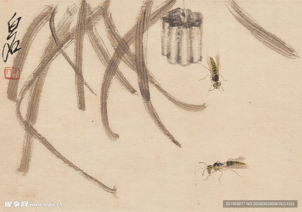 齐白石水墨秋景图