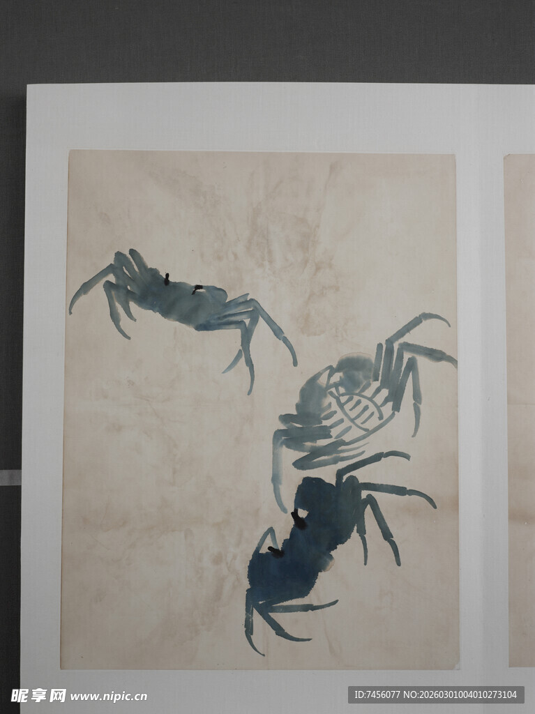 齐白石水墨双虾图