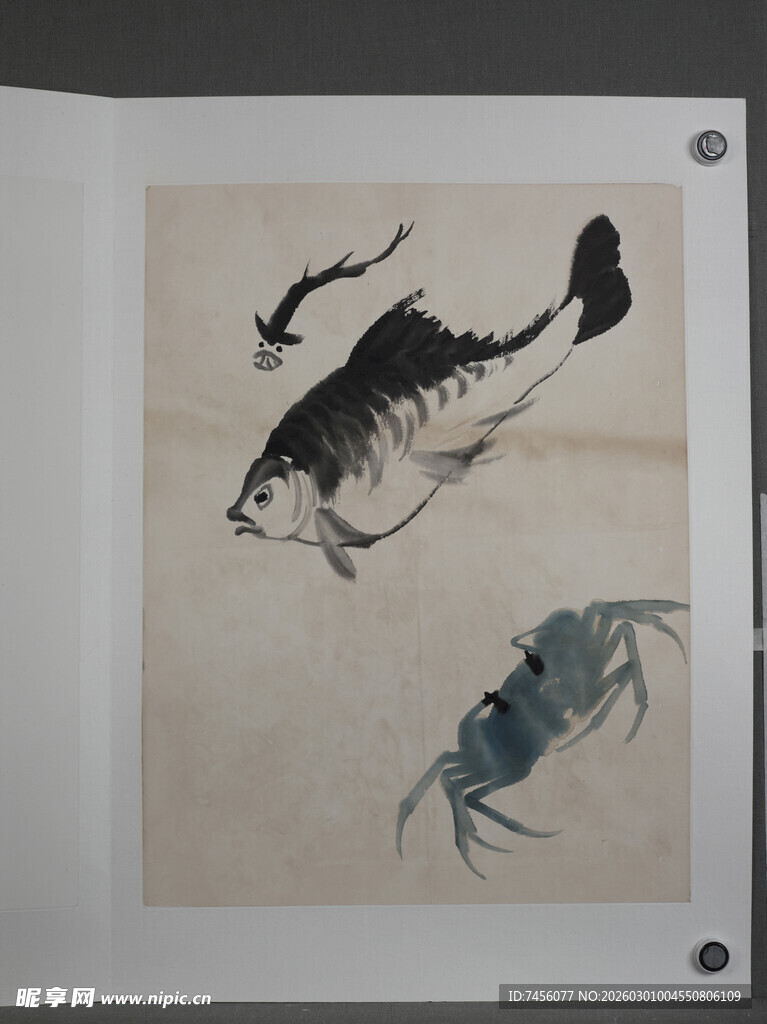 齐白石水墨鱼蟹图