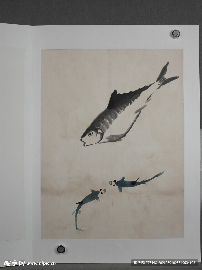 齐白石水墨鱼趣图