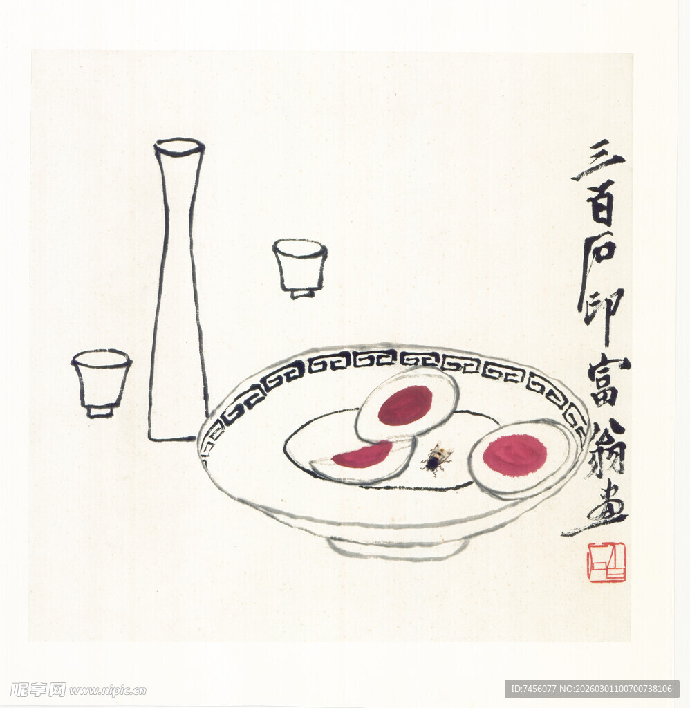 齐白石中式茶点与茶具雅致画面