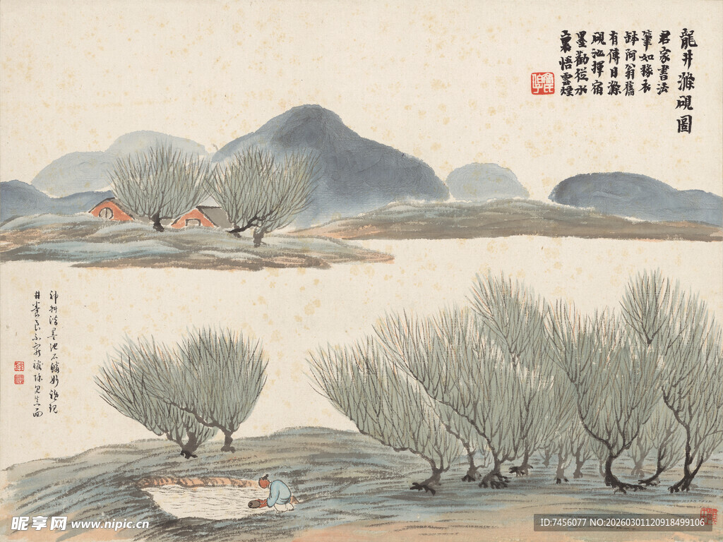 齐白石水墨山水国画风景图