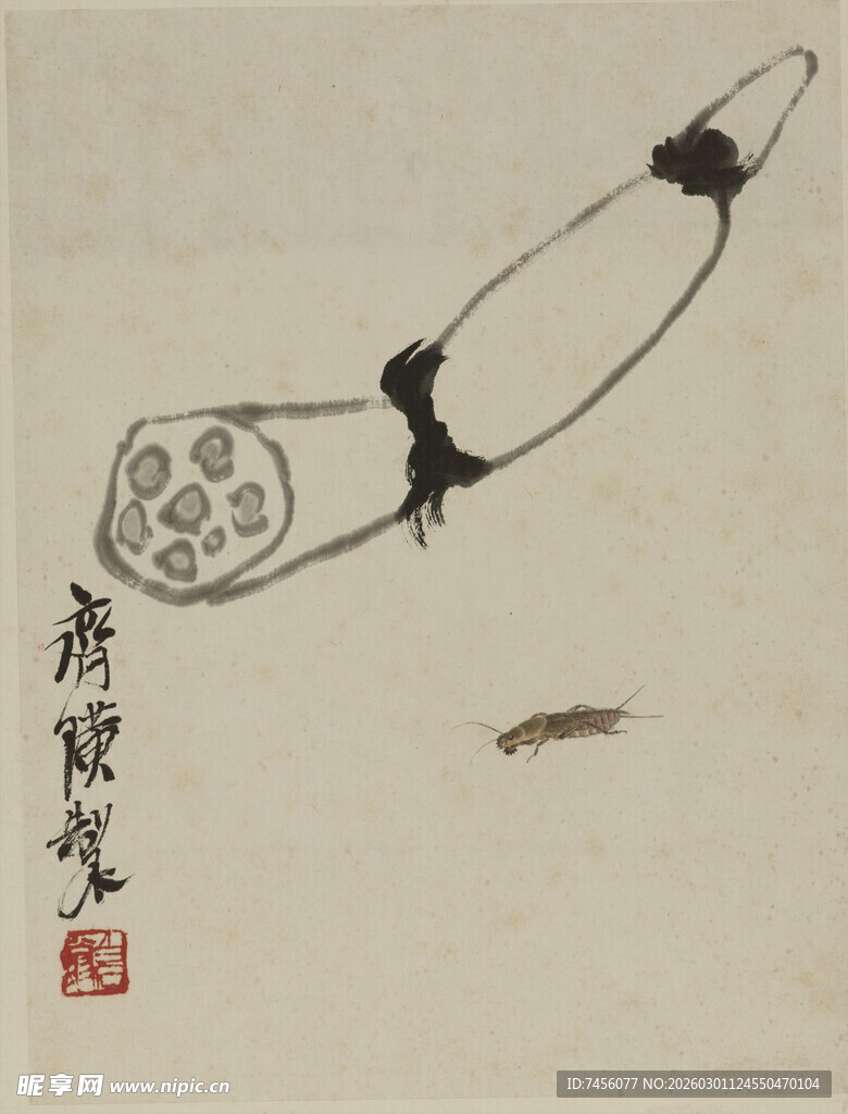 齐白石水墨莲藕图