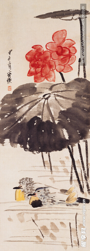 齐白石水墨荷花图