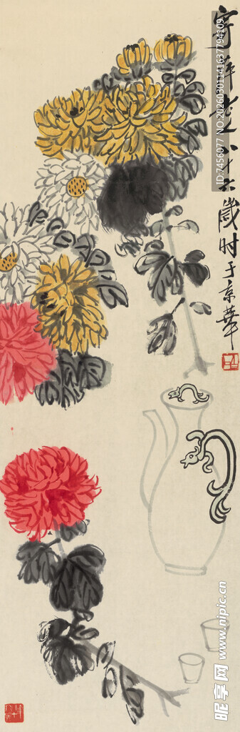 齐白石水墨花卉图