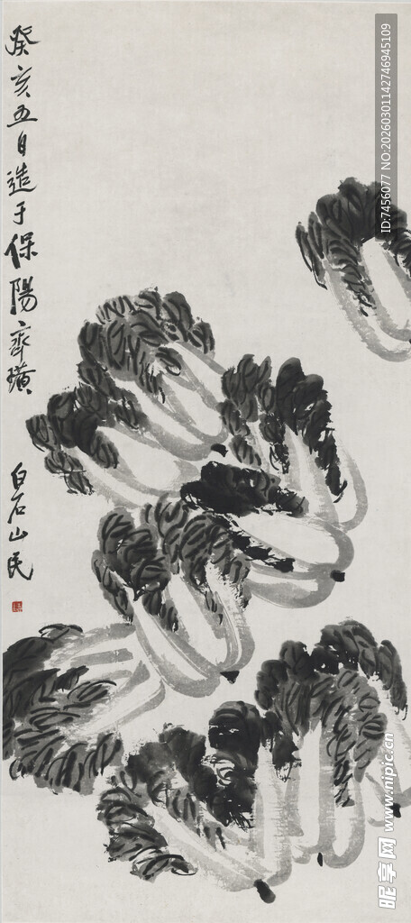 齐白石水墨白菜图