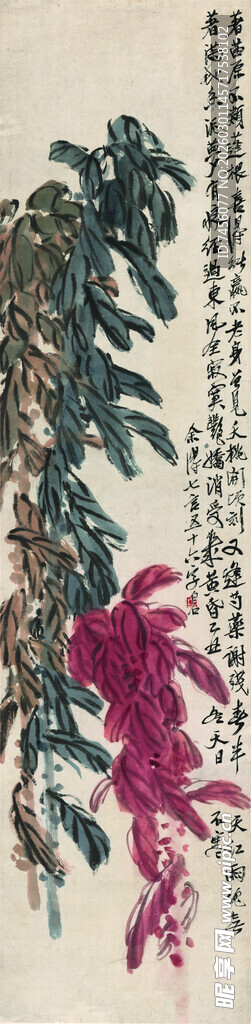 齐白石水墨风植物图案设计素材