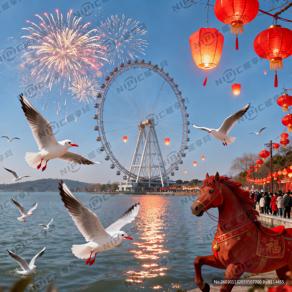 马年中国风新春 有过年的氛围