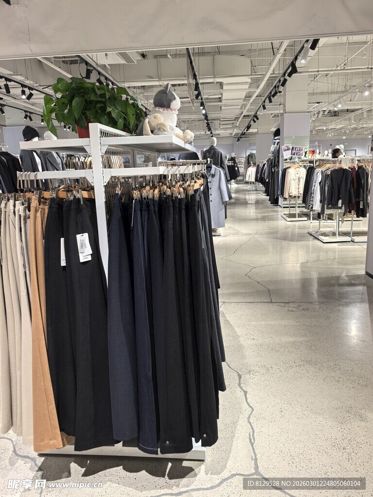 时尚服装店的多样裙装展示