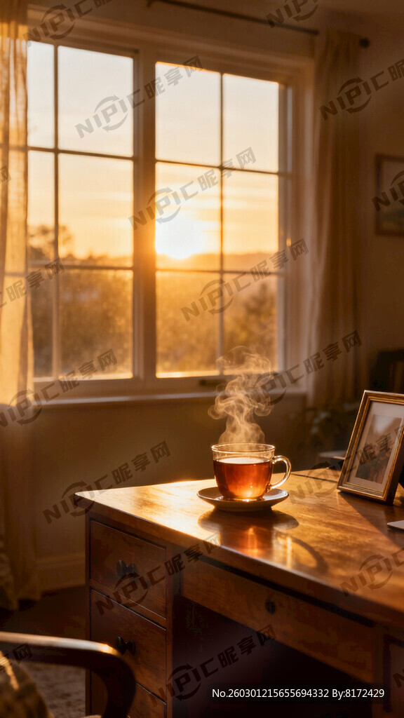 一个温馨的房间里 房间里有书桌