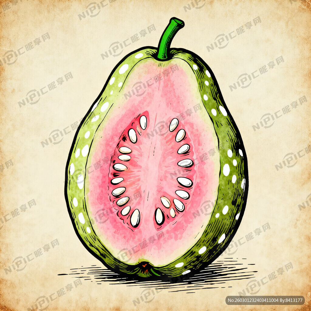 芭乐复古手绘插画写实