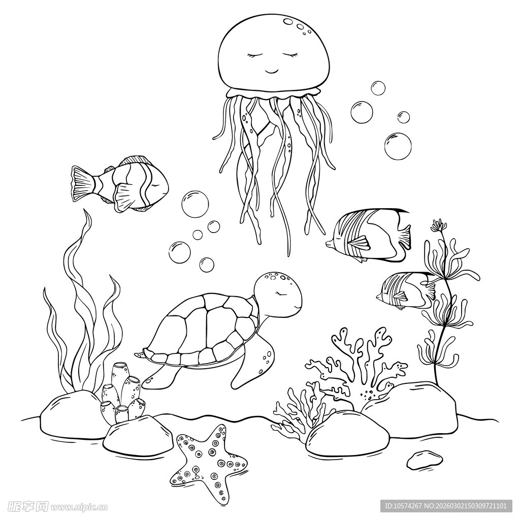 海底生物简笔画