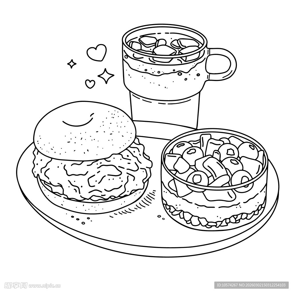 美味汉堡与饮品的惬意组合