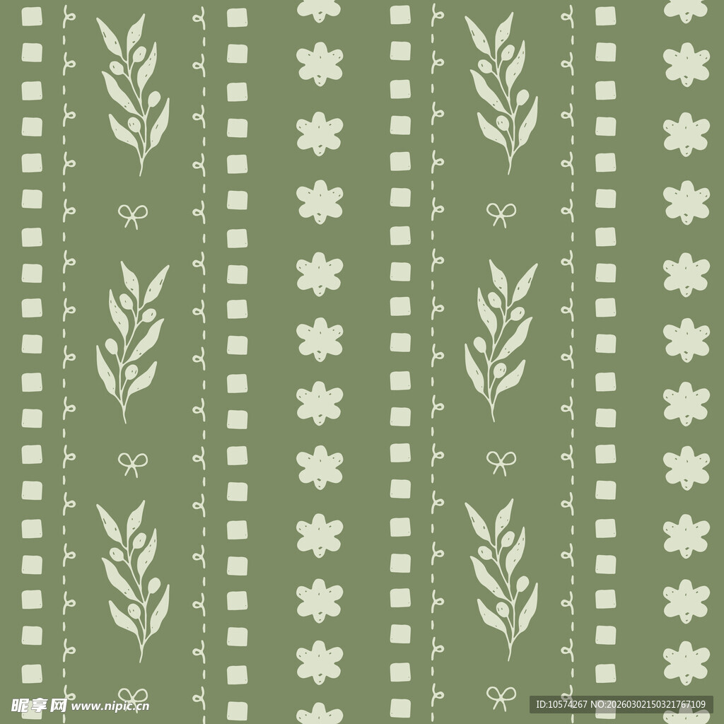 绿色花卉条纹图案背景