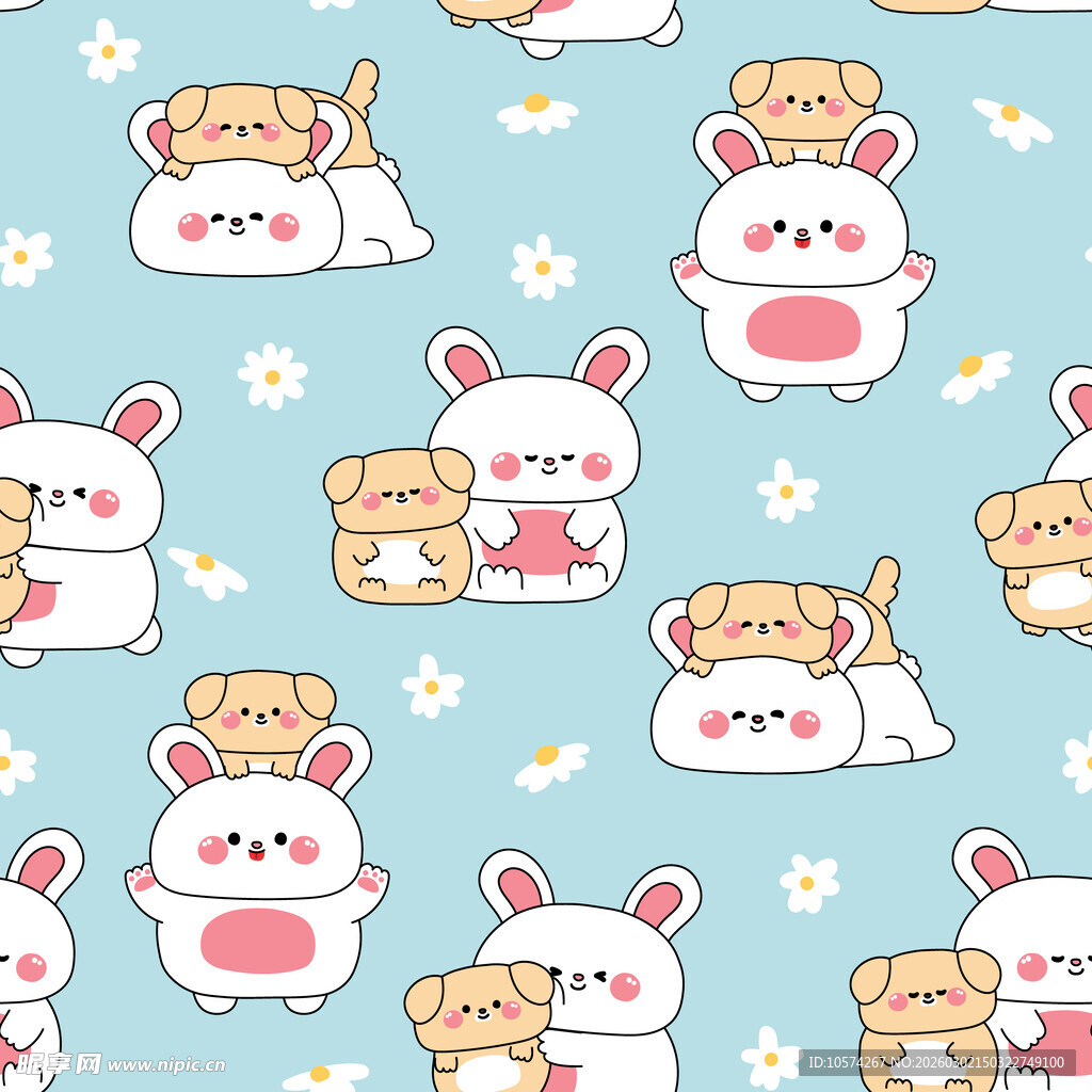 可爱卡通小动物无缝图案