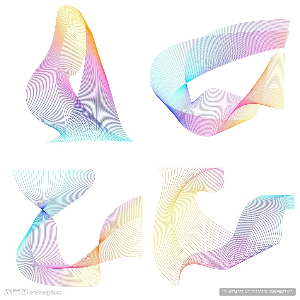 多彩飘逸动感抽象线条图案