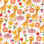 可爱长颈鹿花卉卡通图案