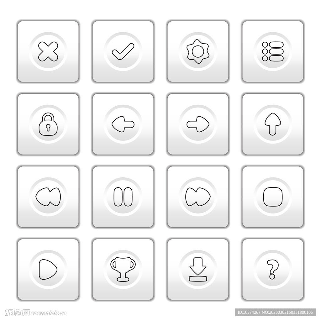 简洁网页按钮图标集合