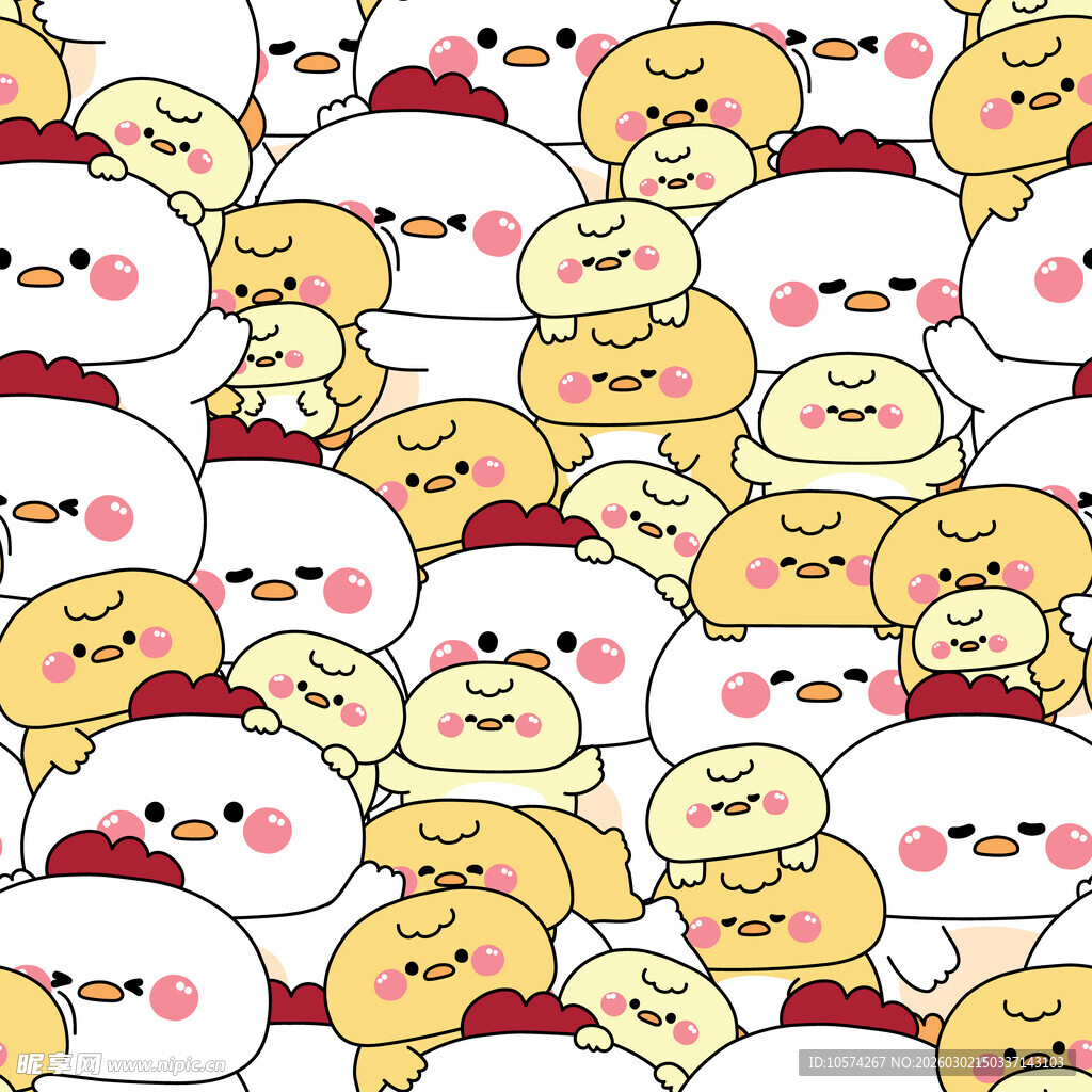 可爱卡通小鸡小鸭图案