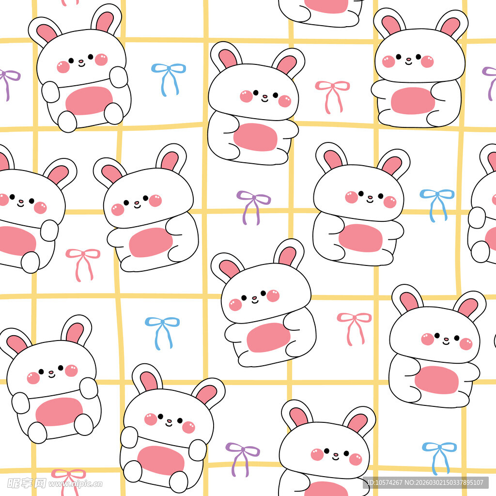 可爱兔子图案无缝背景