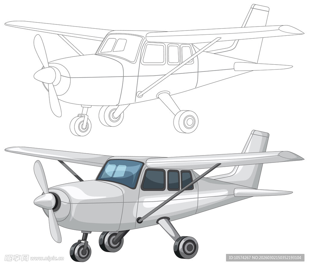 轻型飞机线稿与实物图