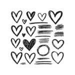 手绘爱心及线条图案素材