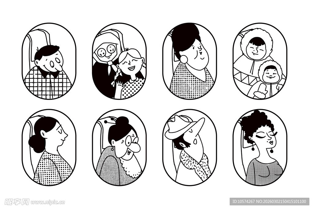 古风女子头像插画集合