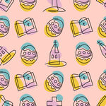 卡通风格教育元素无缝图案