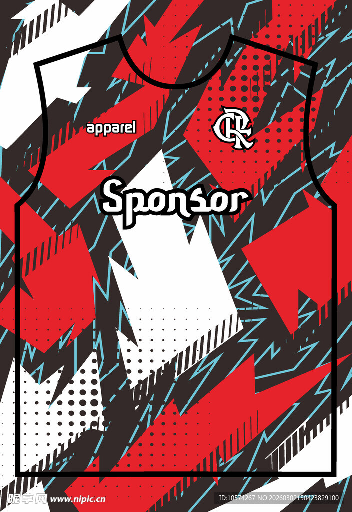 红黑图案运动球衣设计